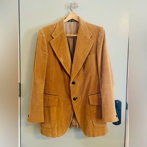 VINTAGE BROWN TAN CORDUROY SPORT COAT BLAZER Size 44 Suit Jacket MADE in SPAIN